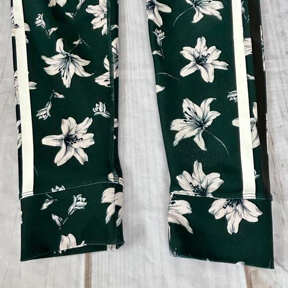 Avec Les Filles joggers lounge leggings high rise green floral stretch stripe M‌ - Picture 6 of 10